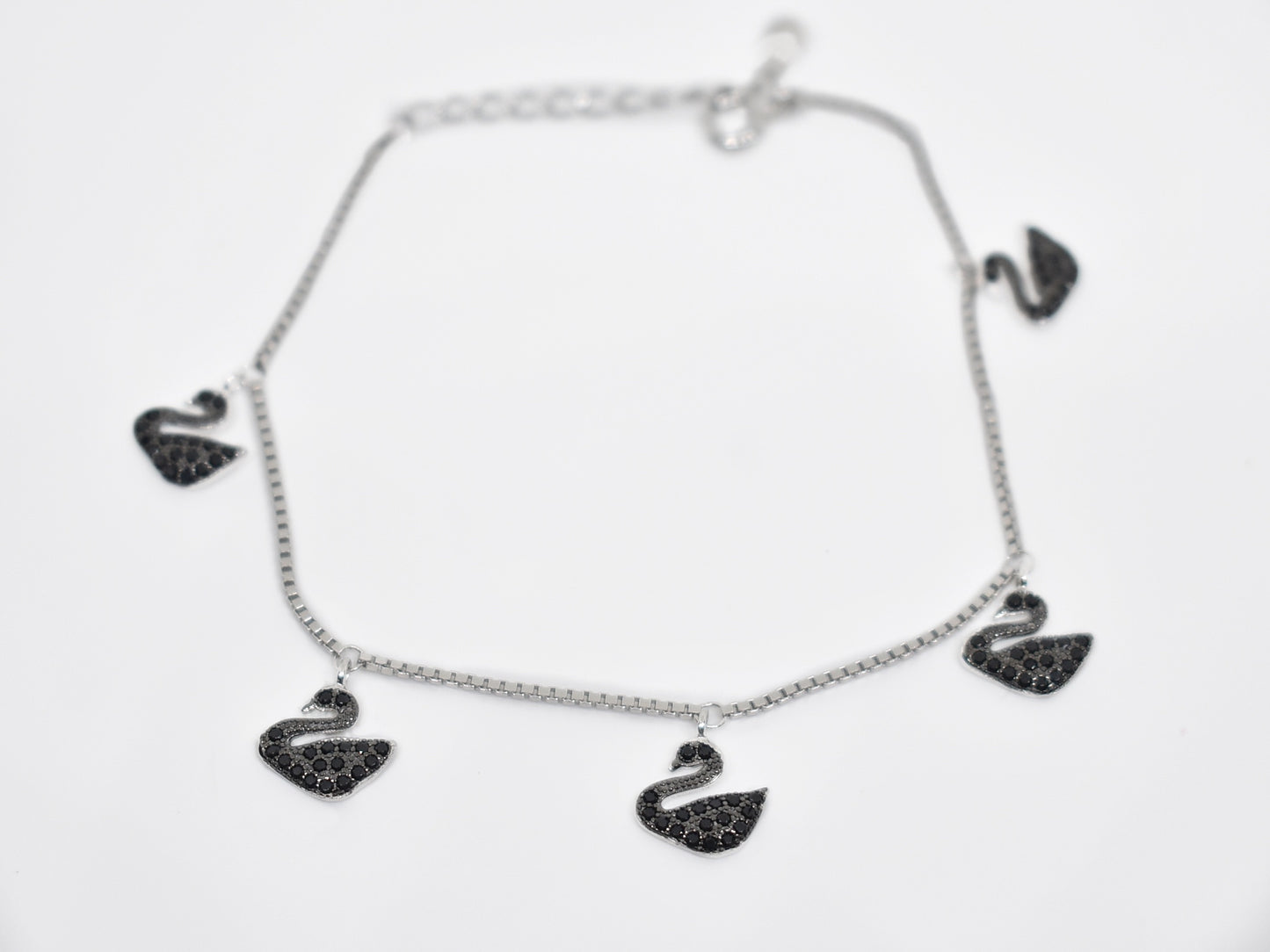925 Sterling Silver black swan bracelet